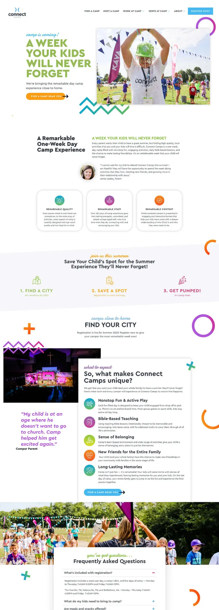 Connect Camps, day camp website
