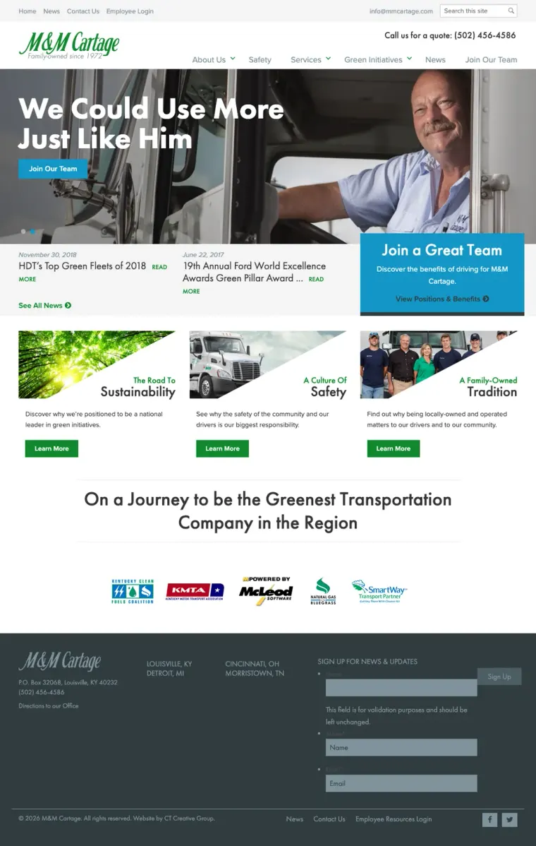 M&M Cartage, trucking website